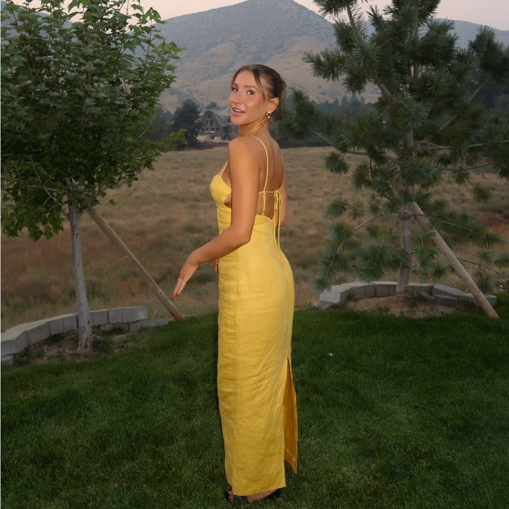 Reformation - mustard linen dress
